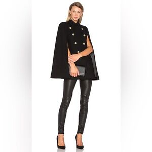 Pierre Balmain Black Double-Breasted Cape with Gold Buttons